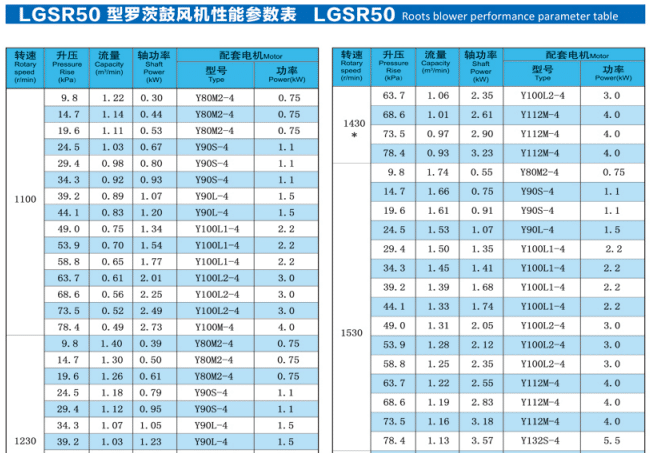 roots blower specifications